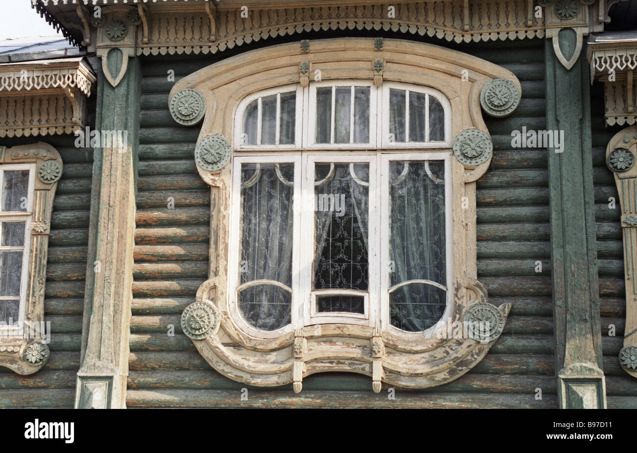 Window of old merchant house in Gorokhovets city Stock Photo - Alamy