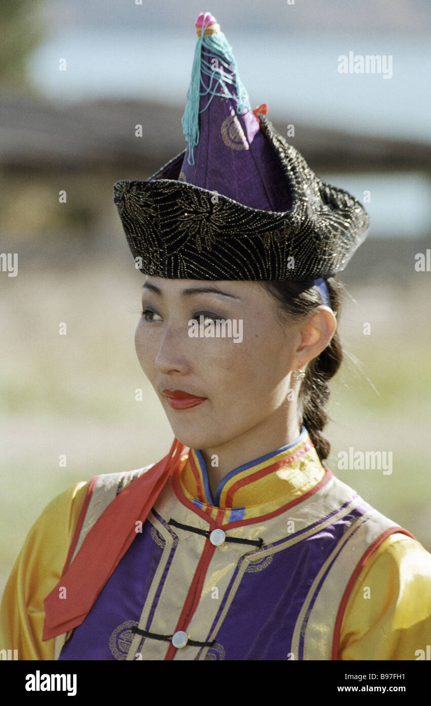 Buryat woman wearing ethnic costume Stock Photo - Alamy