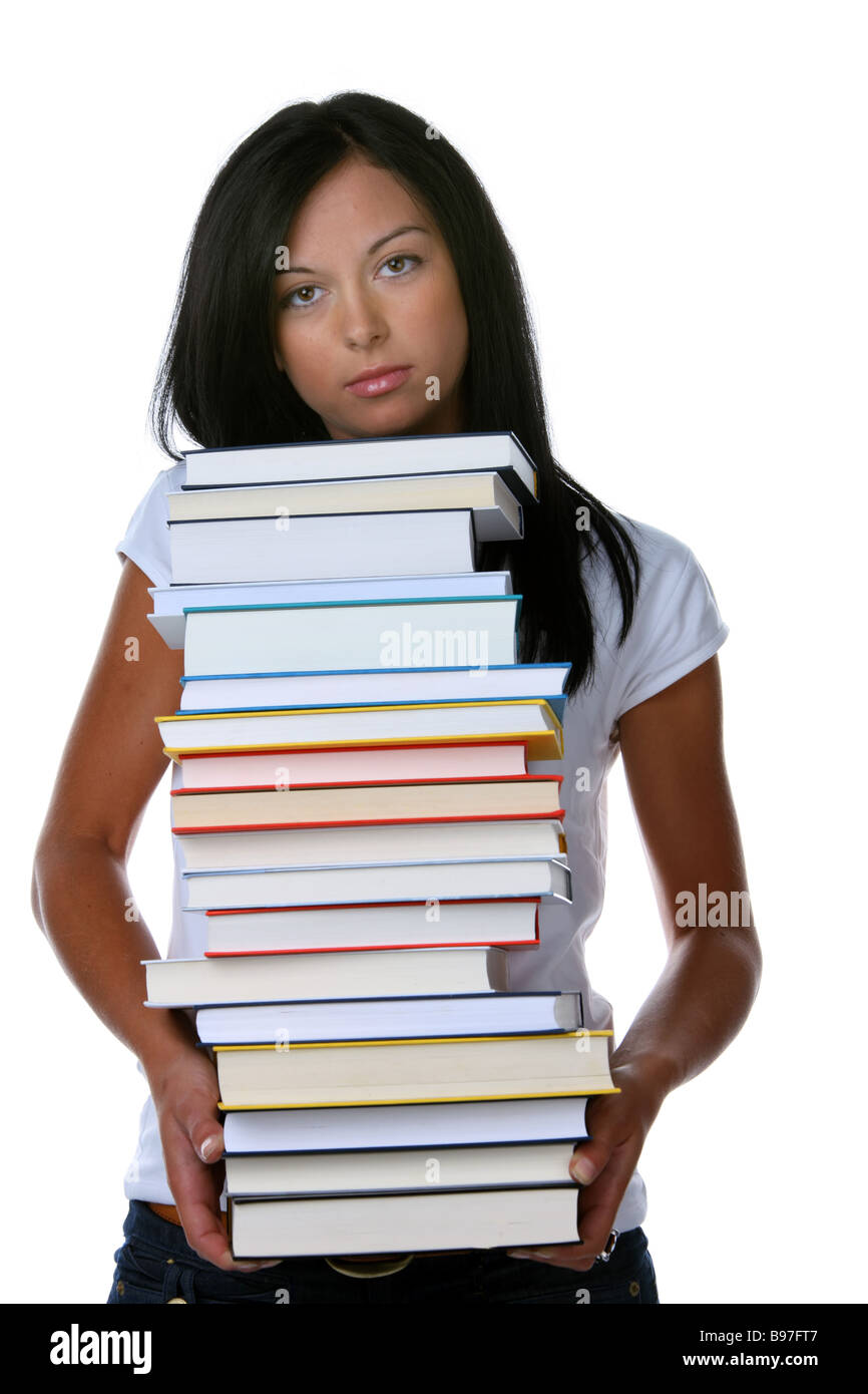 Young woman with books Stock Photo