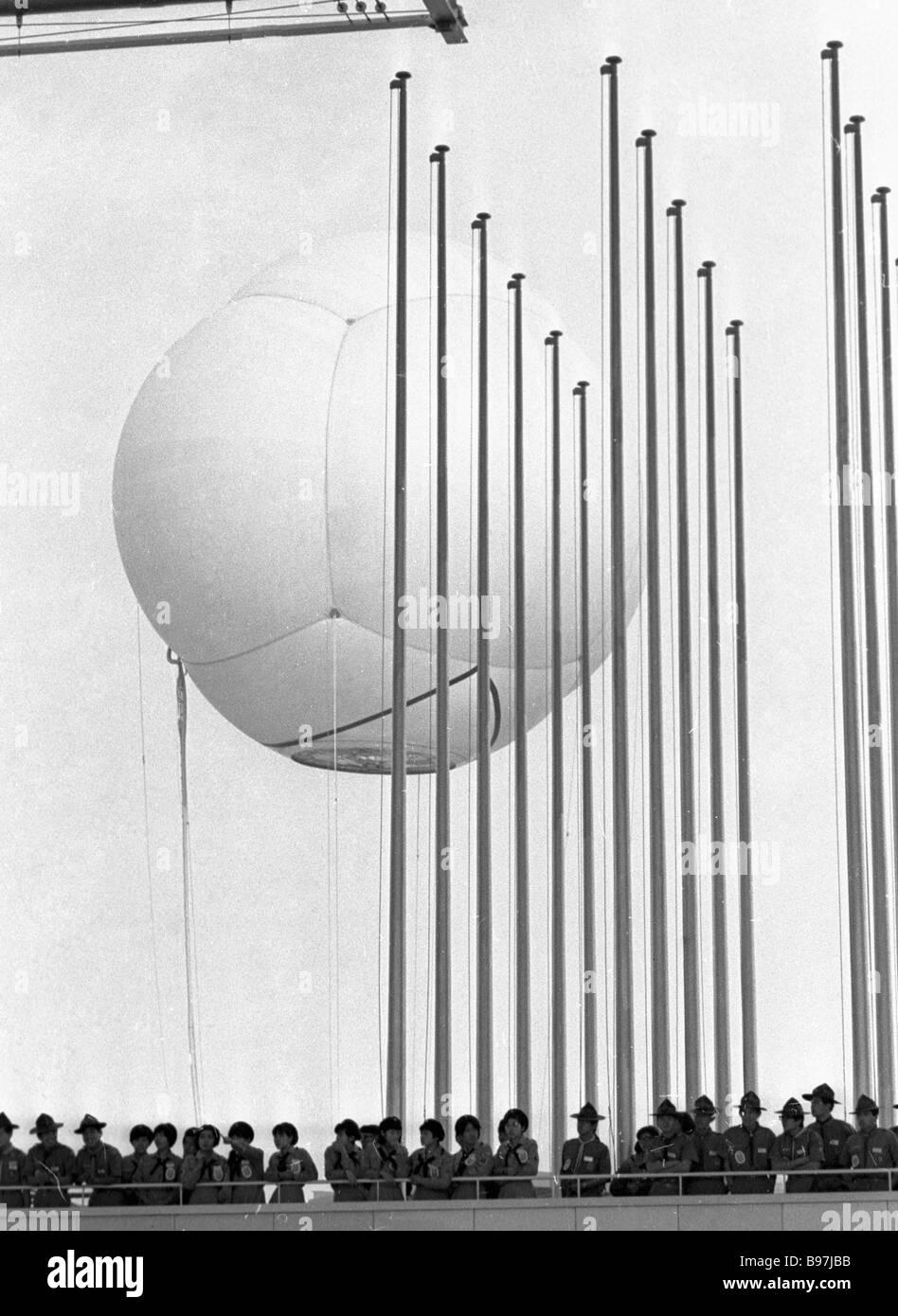 Preparing to hoist the flags of 77 countries participants in World Expo