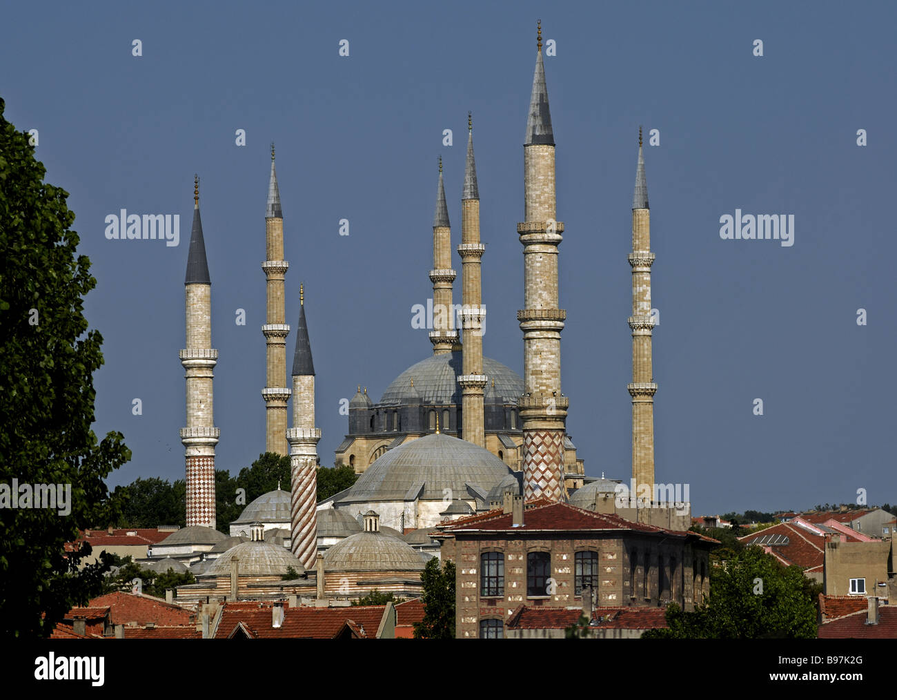 Uc Serefeli Mosque and Selimiye Mosque, Edirne Turkey Stock Photo