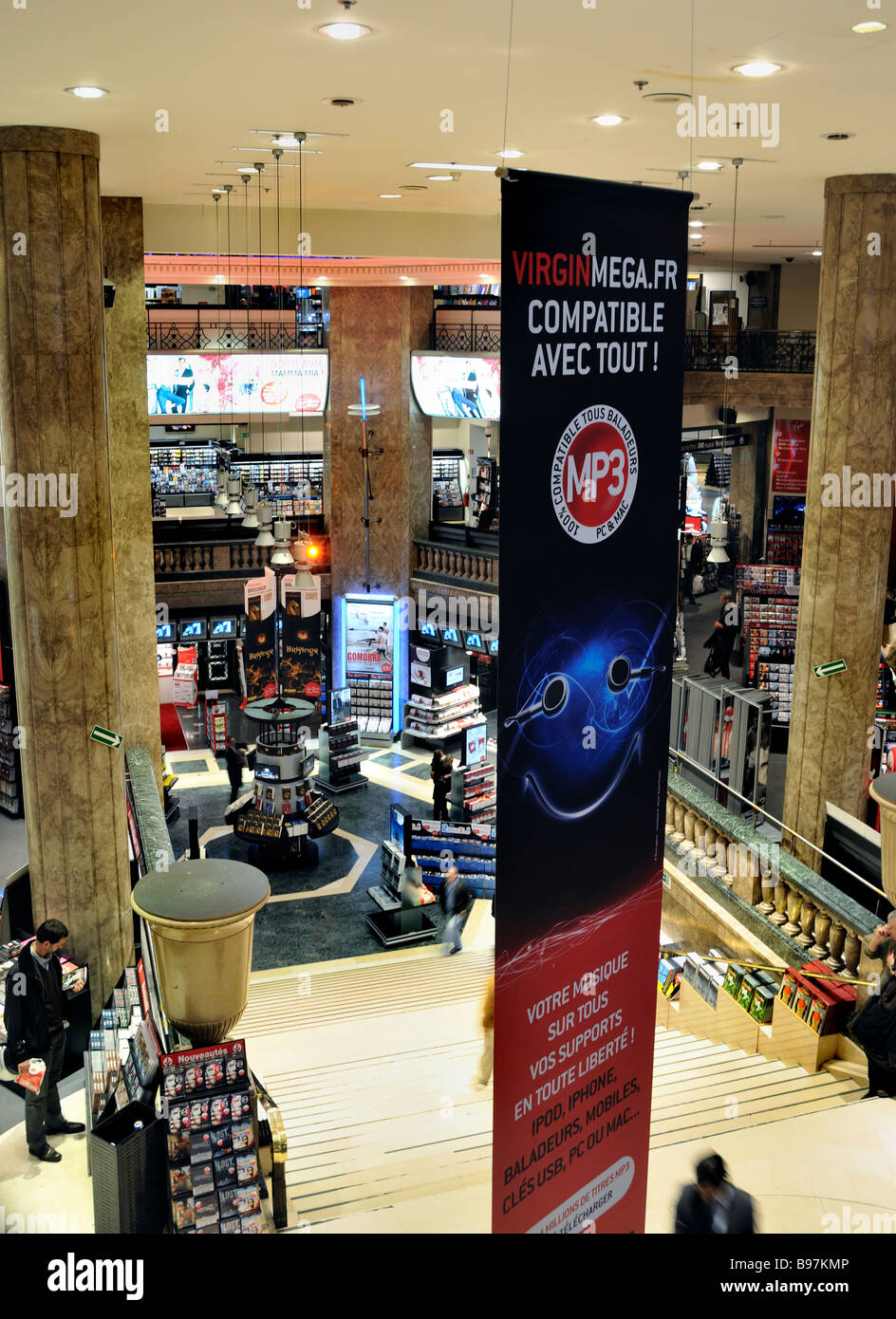 Paris France, Shopping, Inside, Stairway, 'Virgin Mega Store', Music Store on Ave Champs Ely-sees (Now Closed) Stock Photo