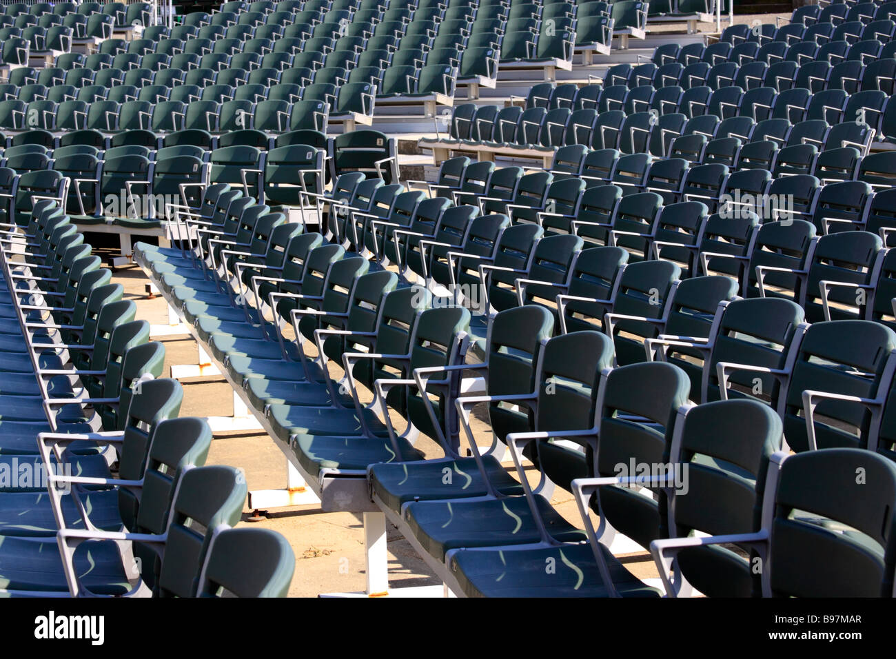 empty seats at outdoor theater, Long Island, New York, USA Stock Photo