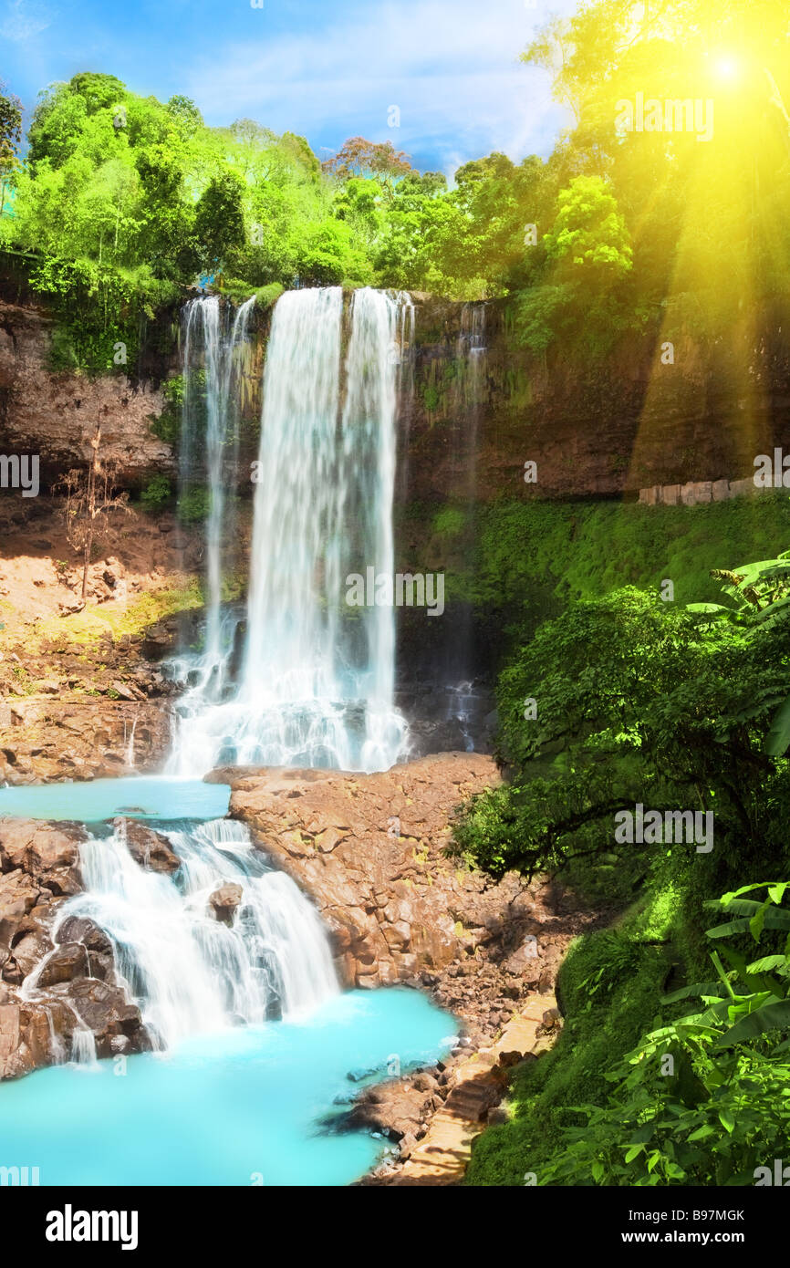 Dambri Waterfall in rain forest Stock Photo