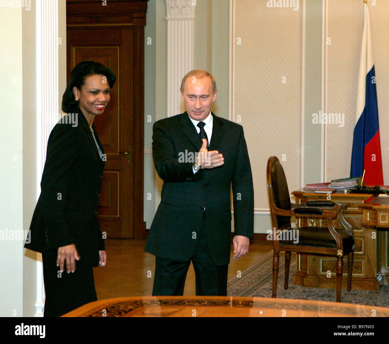 Russian President Vladimir Putin right and US State Secretary ...