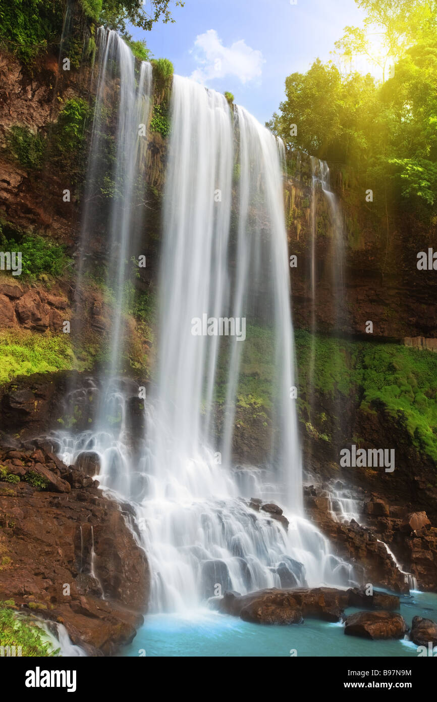 Dambri Waterfall in rain forest Stock Photo