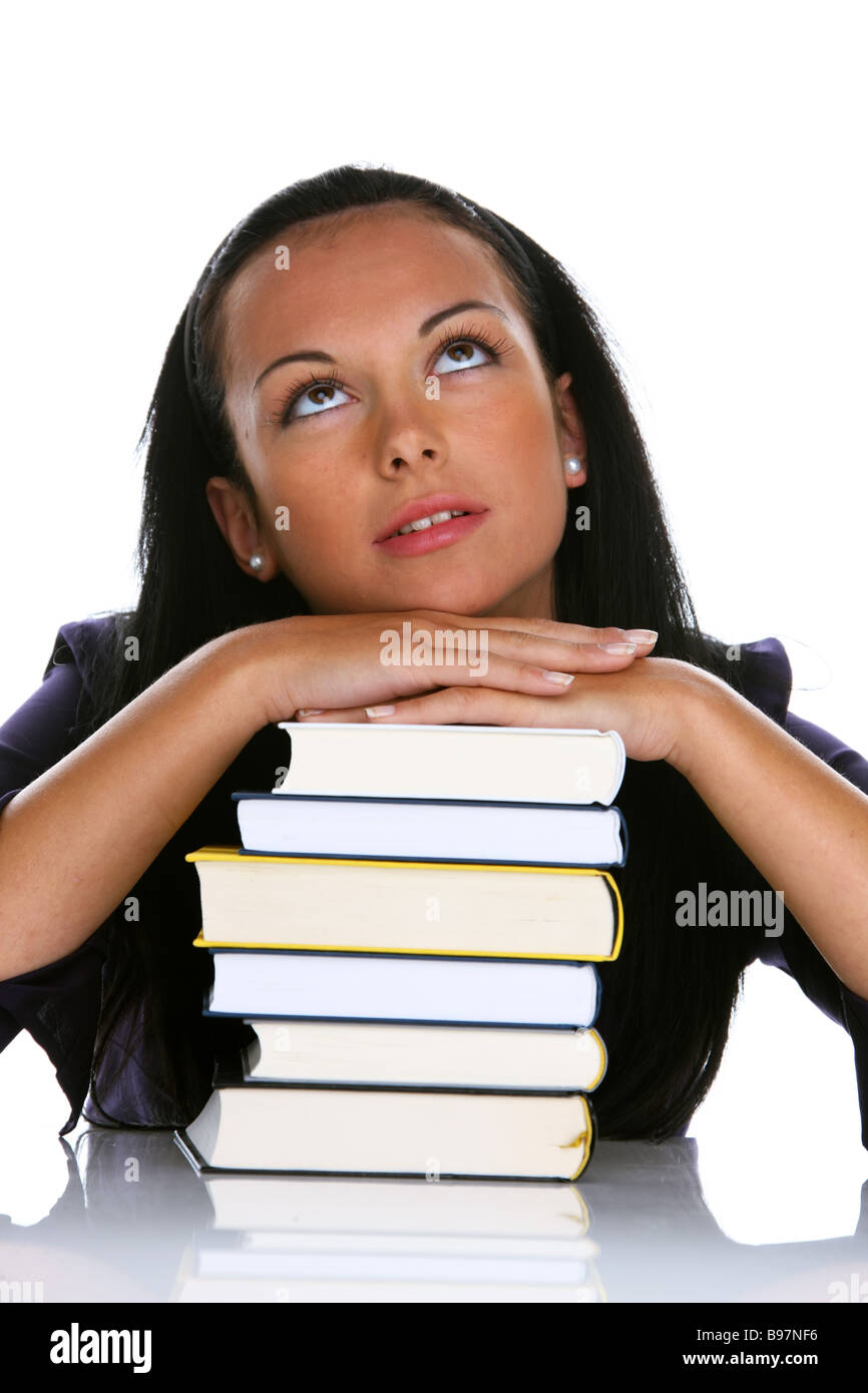 Young woman with books Stock Photo