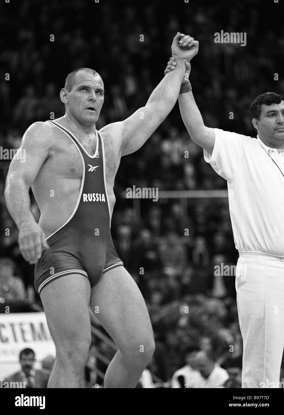 Three times Olympic champion in Greco Roman wrestling Alexander Karelin  received his 12th European champion title at the 130 kg Stock Photo - Alamy
