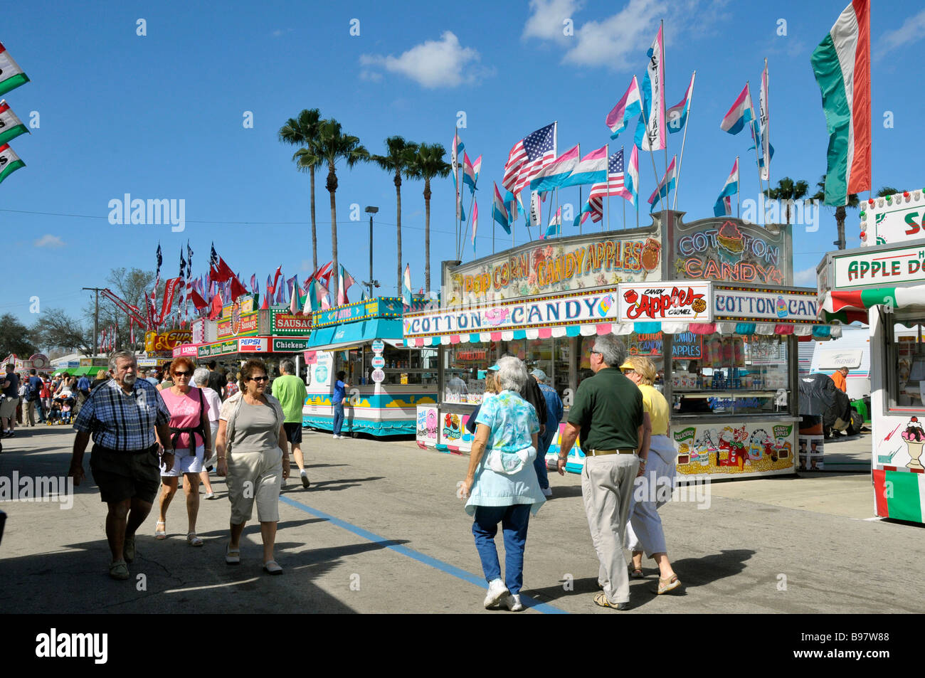Food Booths at Florida State Fairgrounds Tampa Stock Photo