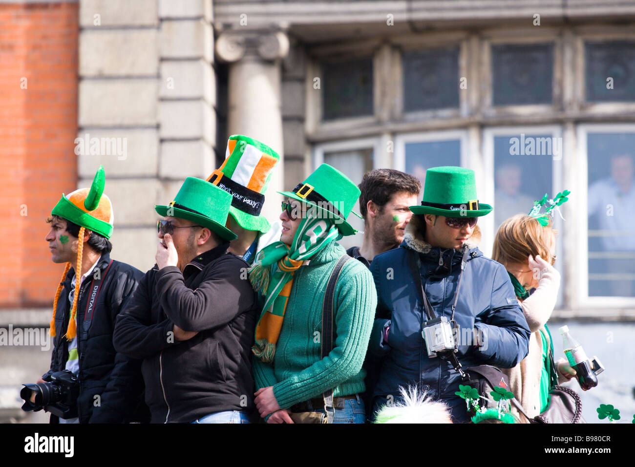Spectators at St Patricks Day Parade Dublin Ireland 2009 Stock Photo