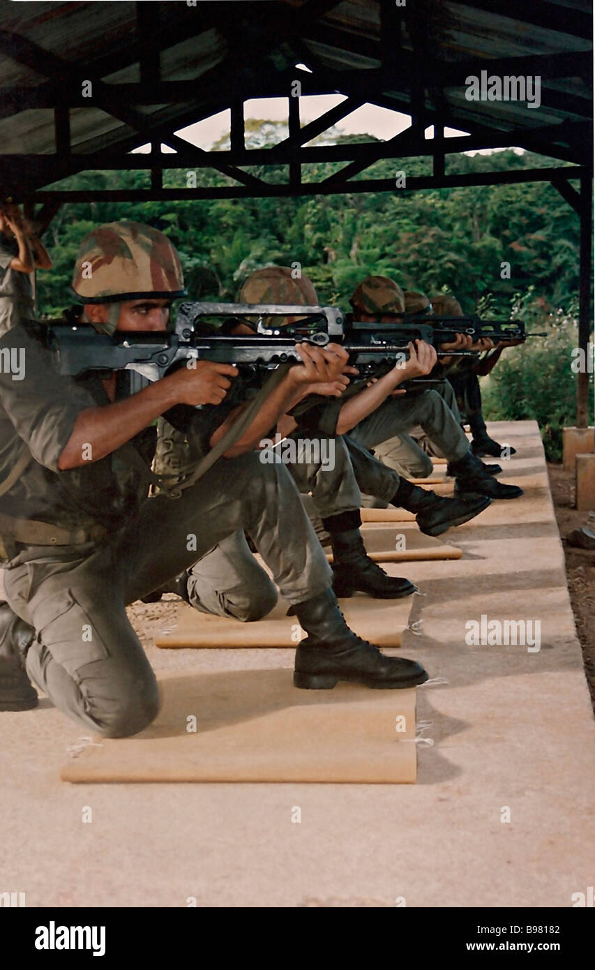Légionnaires training with Famas Kourou French Guiana South America French Foreign Legion 1996 Stock Photo