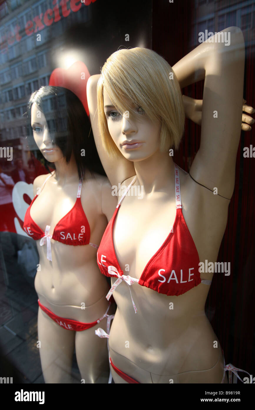 Mannequins wearing sale bras in an Ann Summers shop window Oxford Street  London Stock Photo - Alamy