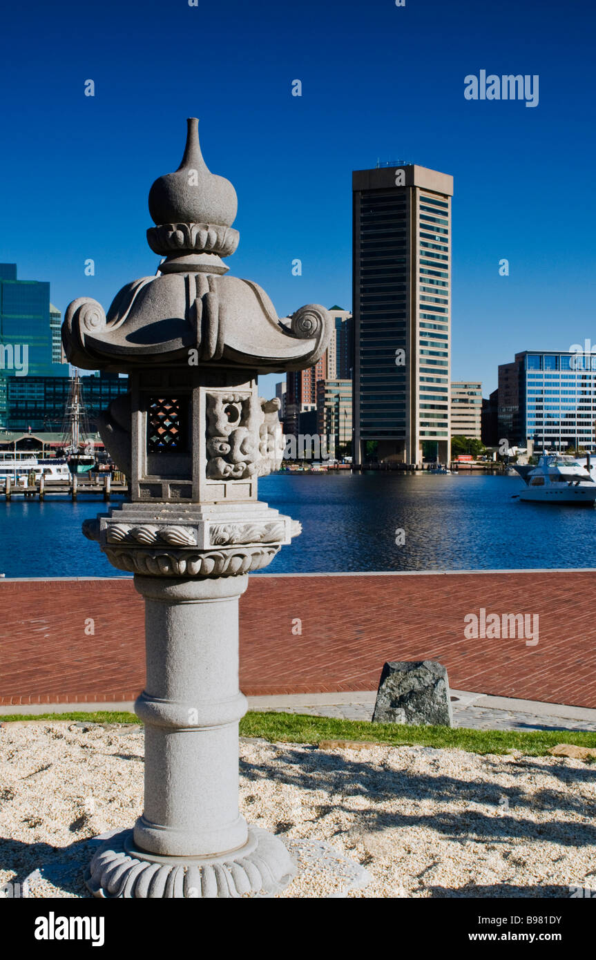 A Japanese lantern memorial at the Inner Harbor Baltimore Maryland USA Stock Photo
