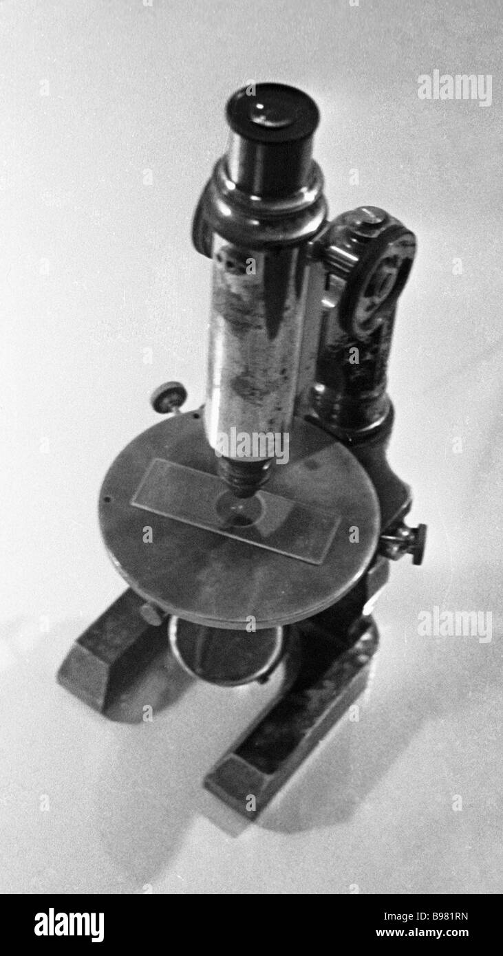 Winkel Zeiss microscope of the second quarter of the nineteenth century from collection of the Microscope Museum Stock Photo