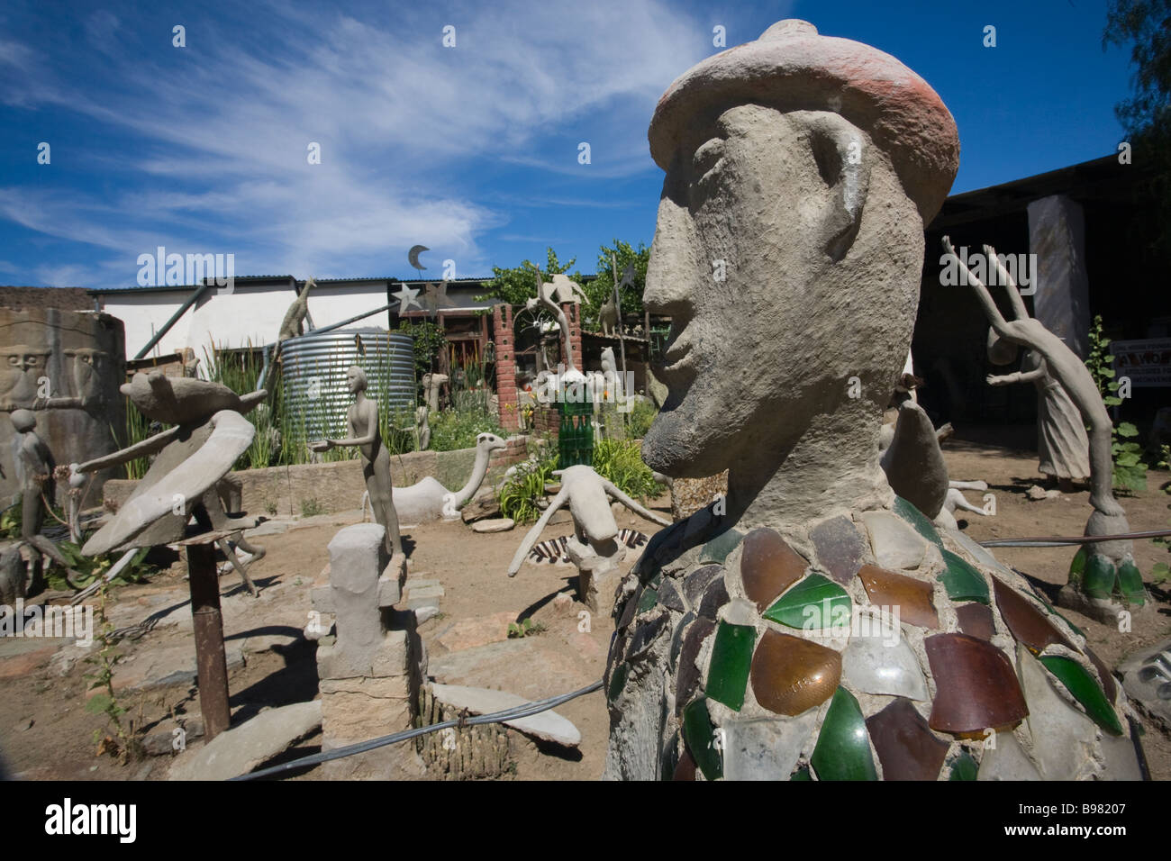 Owl house sculpture yard Nieu Bethesda Eastern Cape South Africa Stock