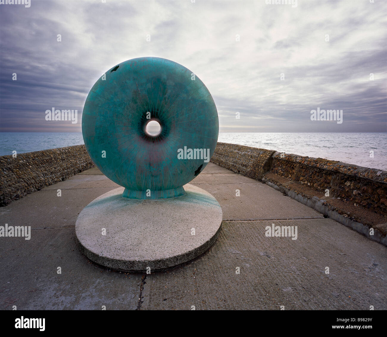 The doughnut shaped Sculpture called Afloat Brighton, Sussex, England, UK. Stock Photo
