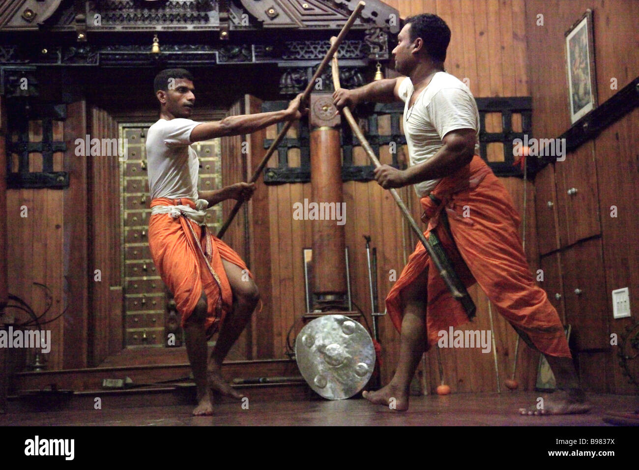 India Kerala Kochi Cochin martial art demonstration Stock Photo Alamy