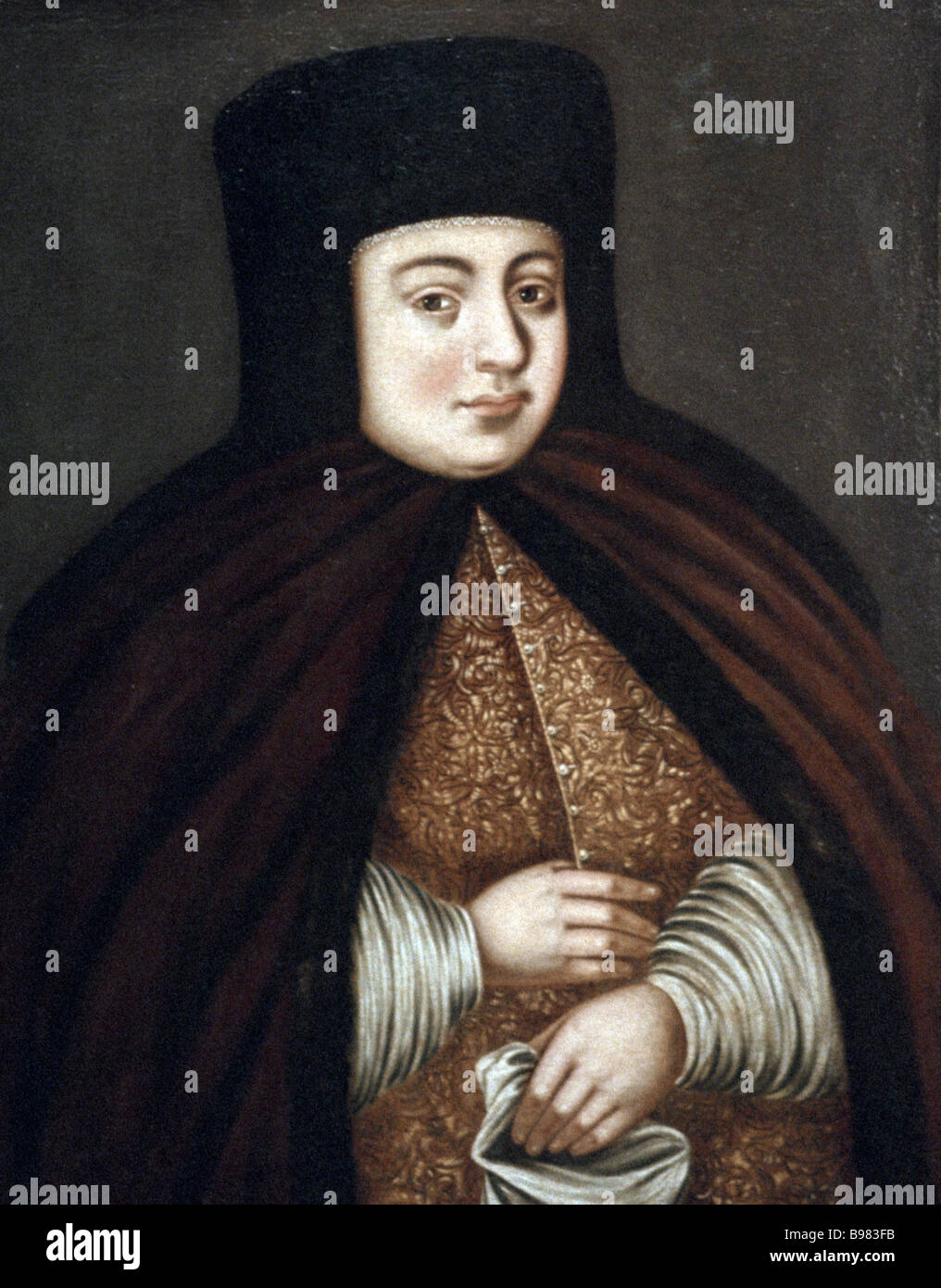 Reproduction of 17th century painting Portrait of Tsarina Natalia Kirillovna The Second Wife of Tsar Alexei Mikhailovich by an Stock Photo