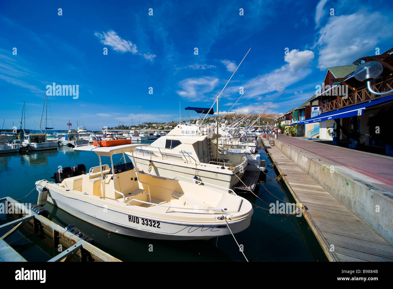 Boats in Marina, Yacht harbour, Saint Gilles La Réunion France | Yachten im Hafen von Saint Gilles, La Réunion Stock Photo