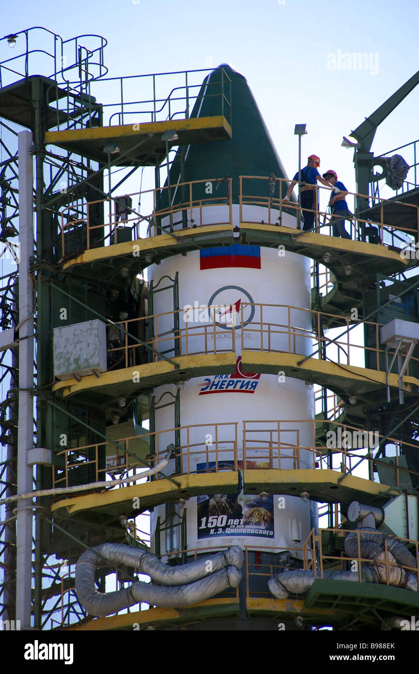 Preparations for the lift off of the Progress M 61 cargo space vehicle ...