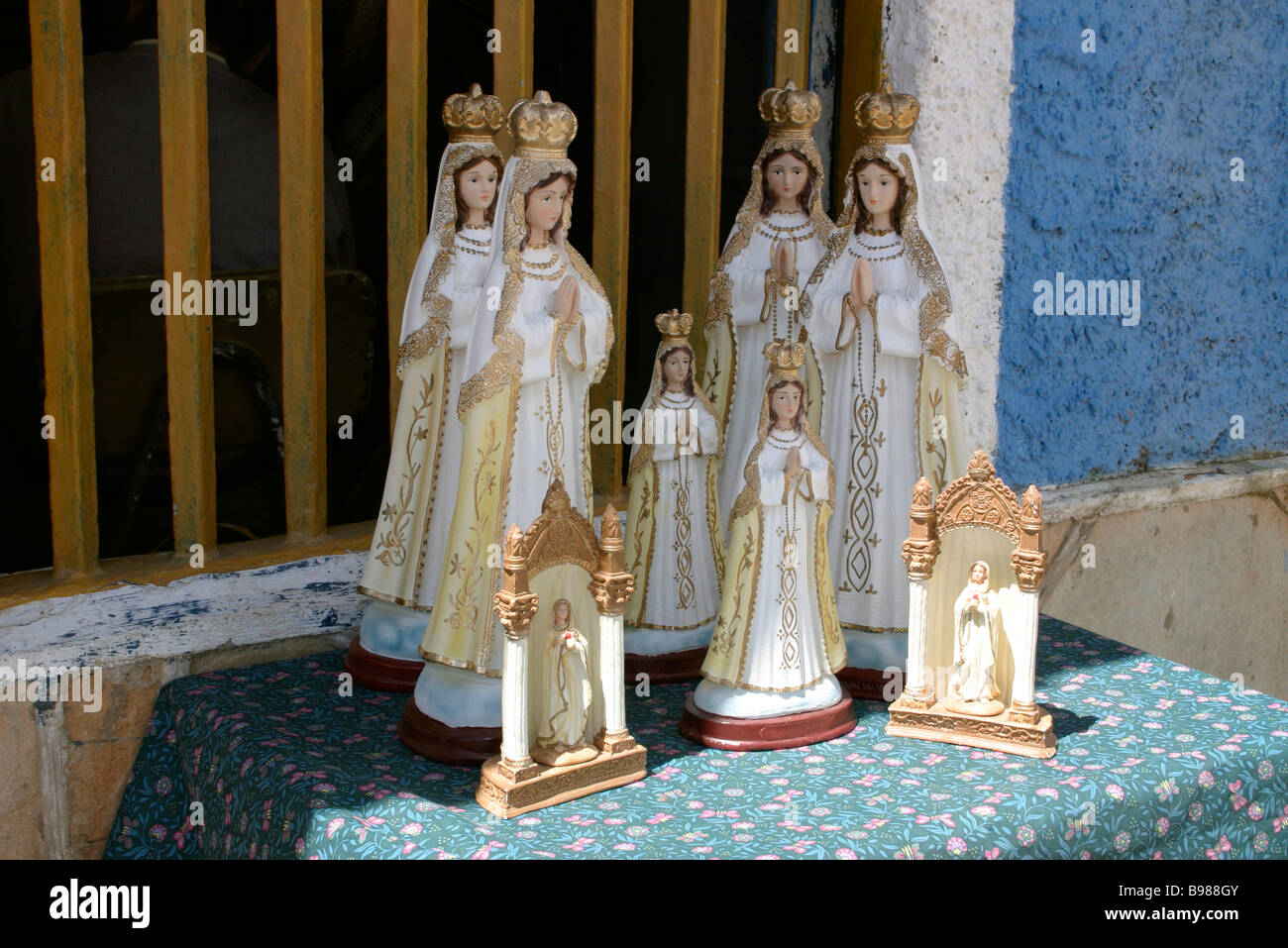 Shop Stall Display, Religious statues Madonnas Symbols Roman Catholic