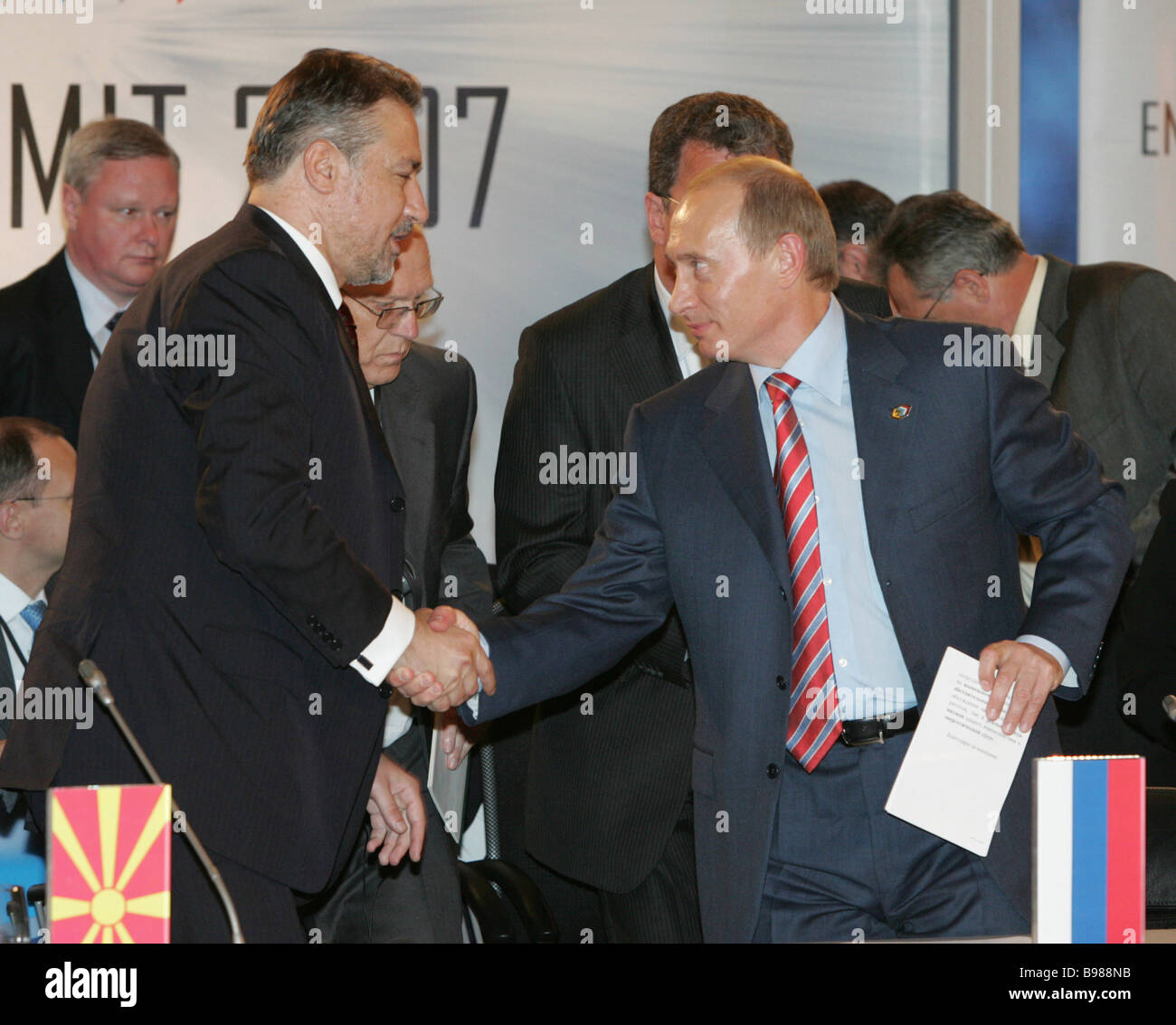 Russian President Vladimir Putin and Macedonian President Branko