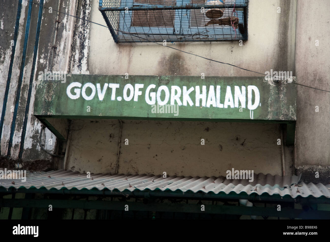 Sign outside Gorkhaland Offices, Darjeeling in India. Stock Photo
