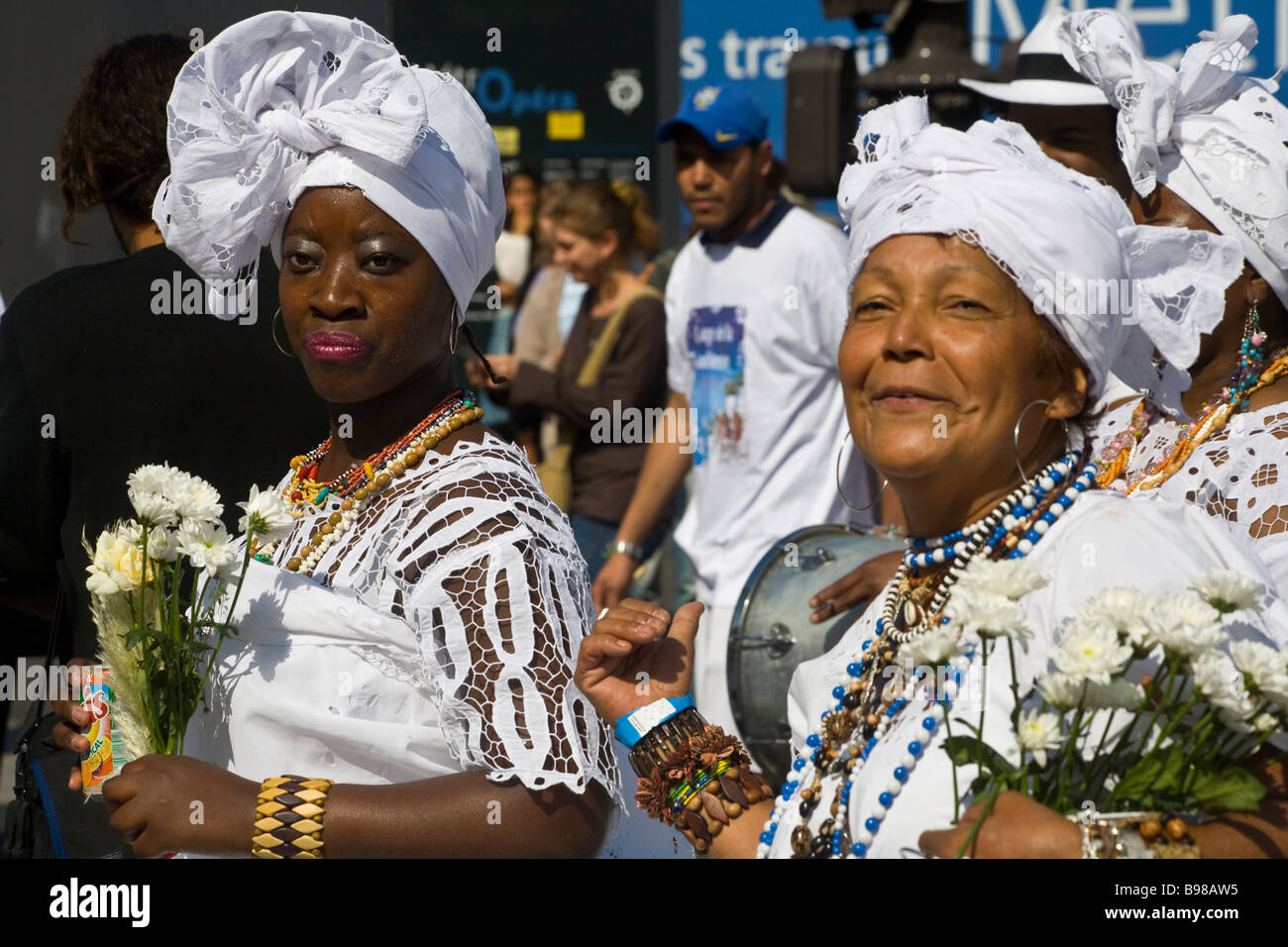 Bahian women celbrating at a brazilian parade in Paris, France Stock