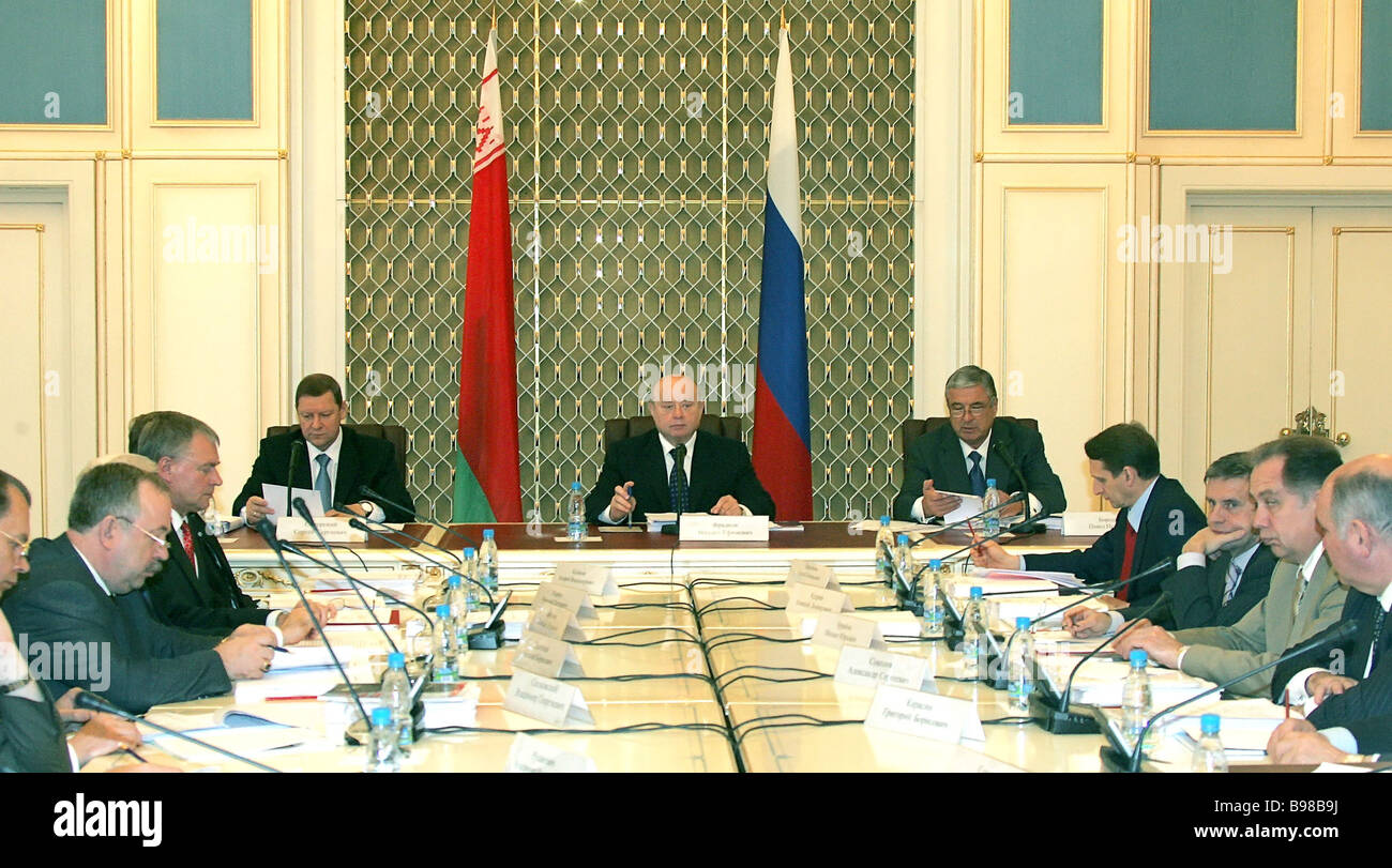 A meeting of the Council of Ministers of the Union of Russia and Belarus Stock Photo