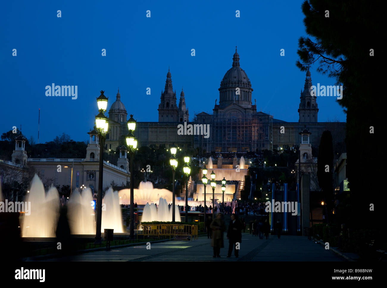 Font Magica Night Barcelona Spain Stock Photo