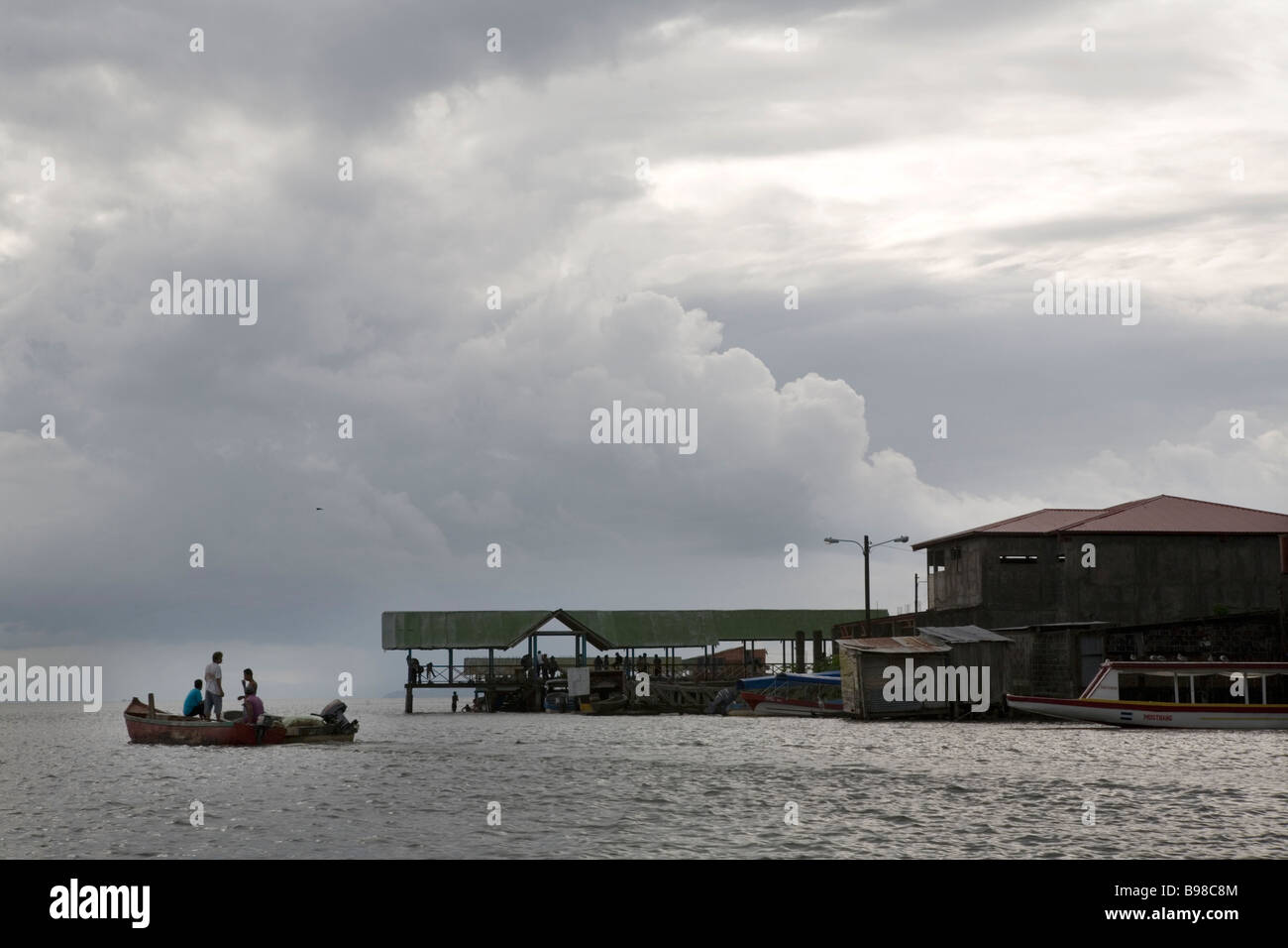 A boat in Lake Nicaragua by the town of San Carlos. Stock Photo
