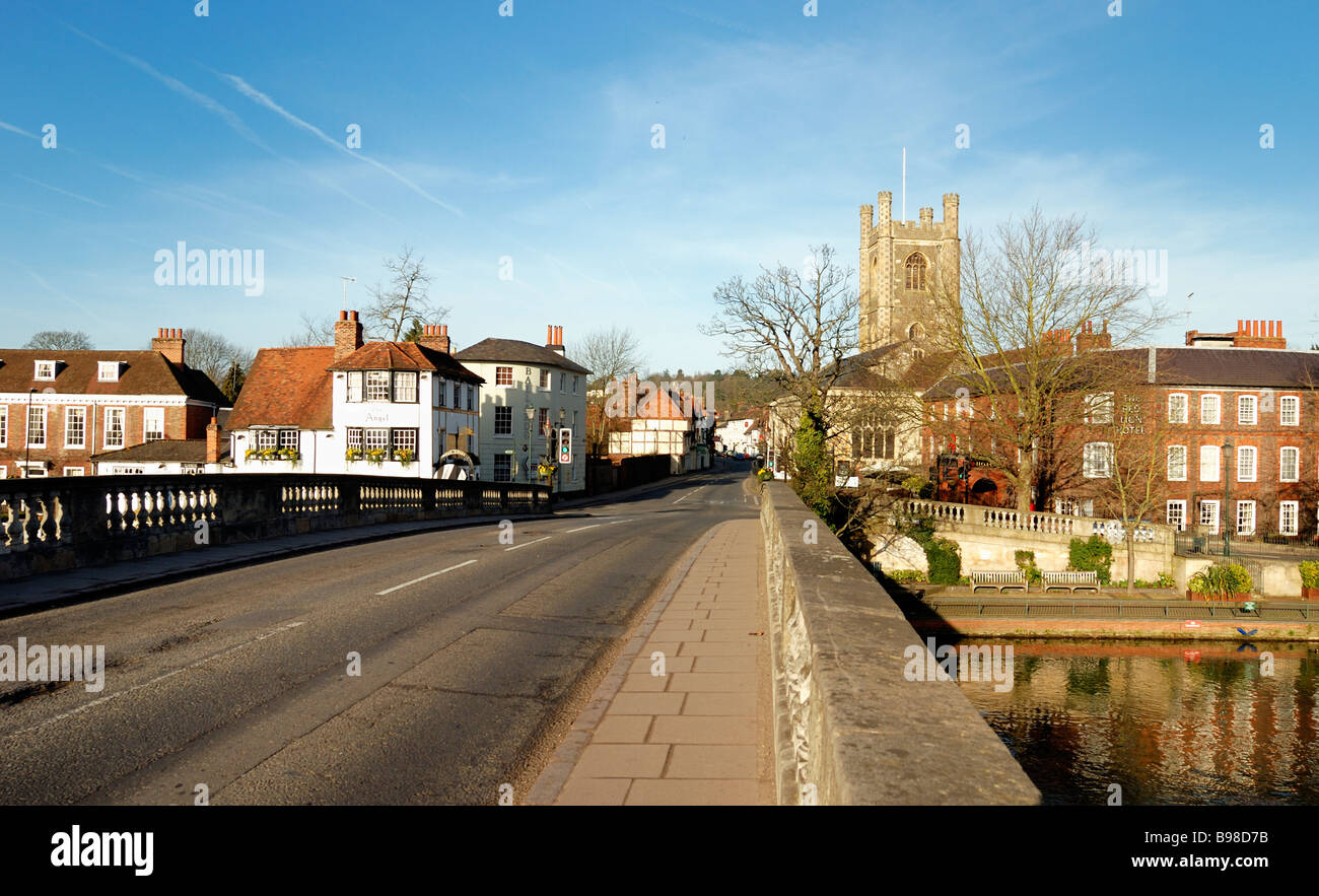 Henley on Thames Bridge with church in background Stock Photo