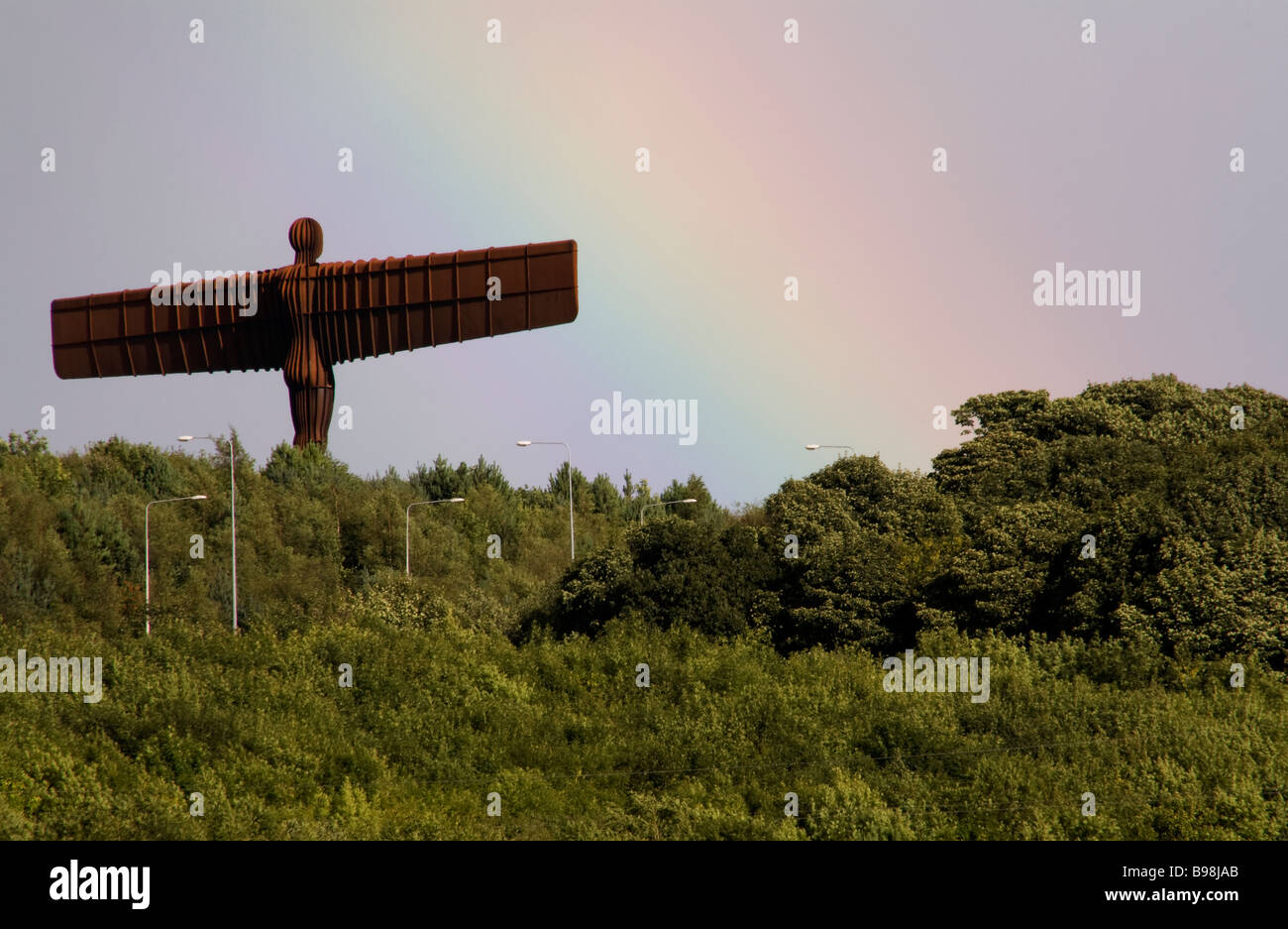 Angel of the North and rainbow Stock Photo - Alamy