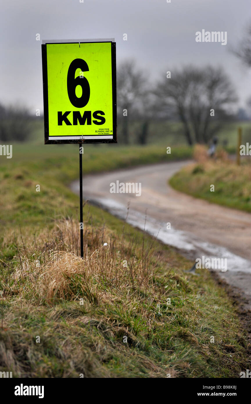 road race distance indicator sign Stock Photo Alamy