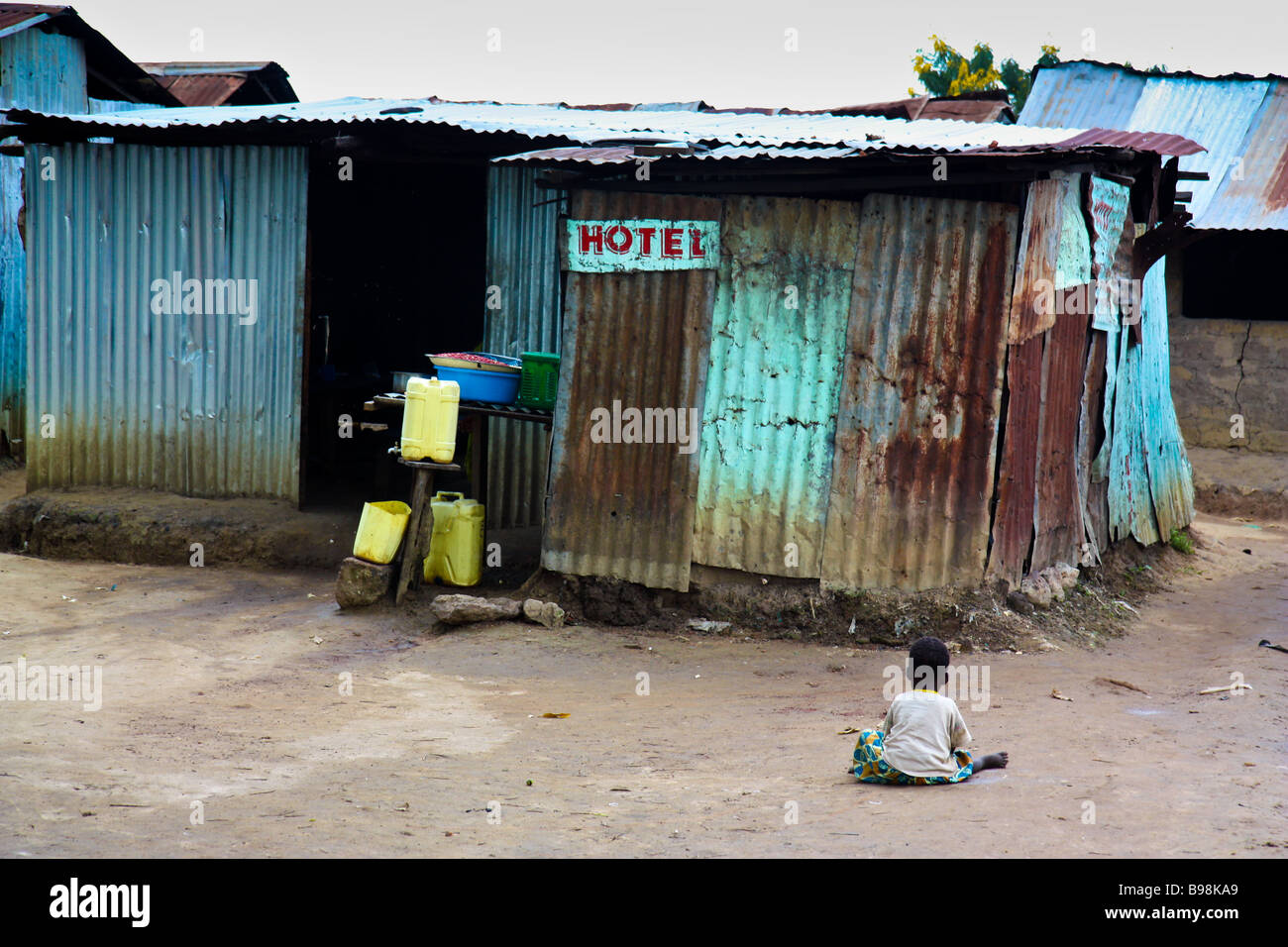 Local guest accommodations in northern Uganda Stock Photo