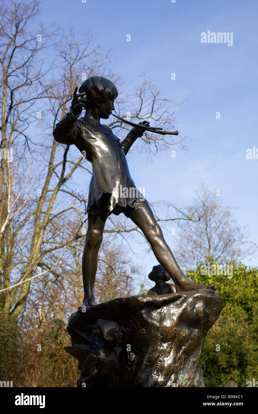 Peter Pan Statue in Kensington Gardens London Stock Photo