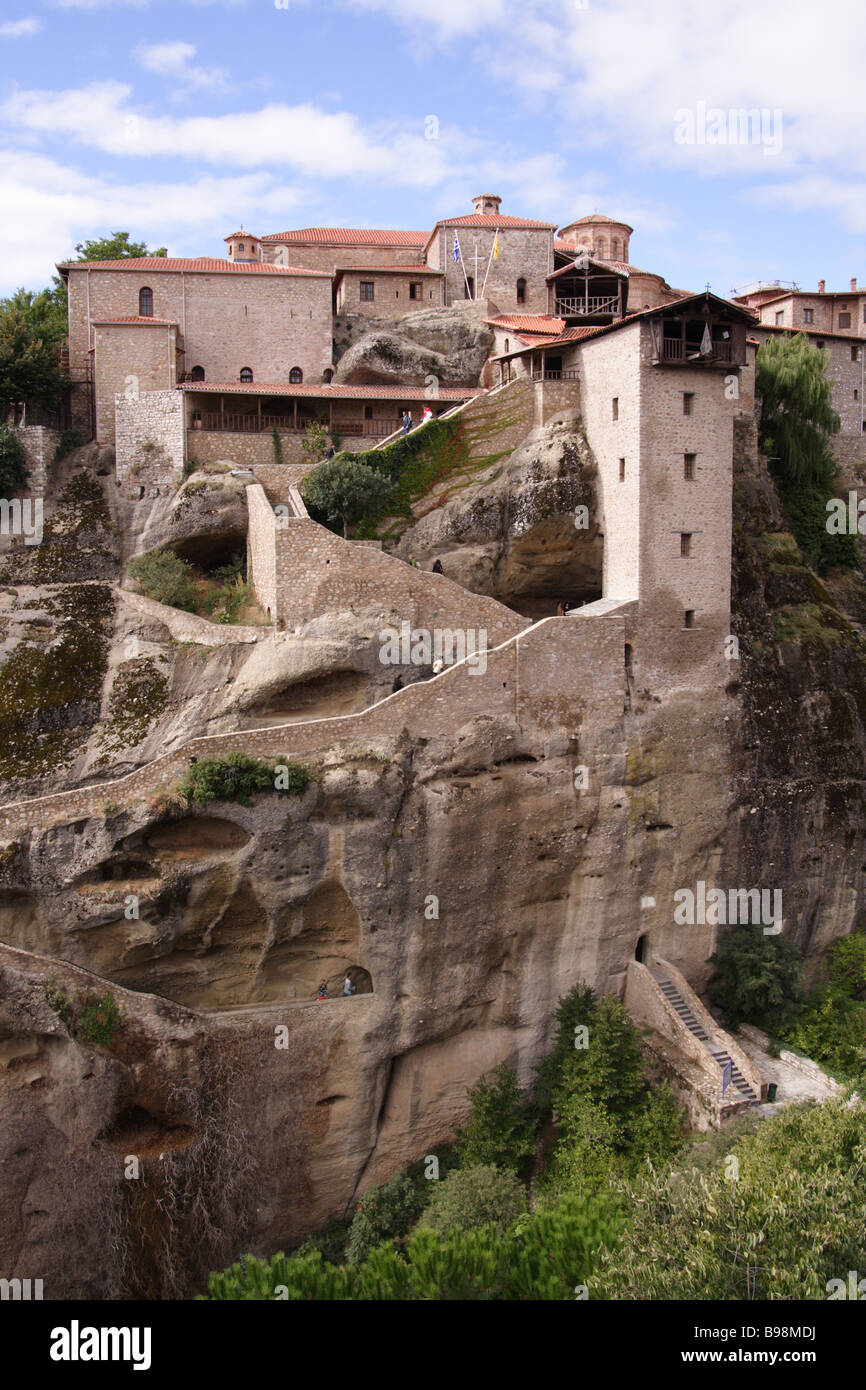 Metamorfosi monastery Building on cliff top Byzantine church Steep