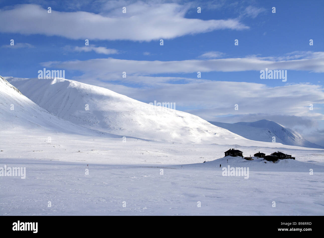 Distance huts on the Kungsleden, Swedish Lapland, Sweden Stock Photo