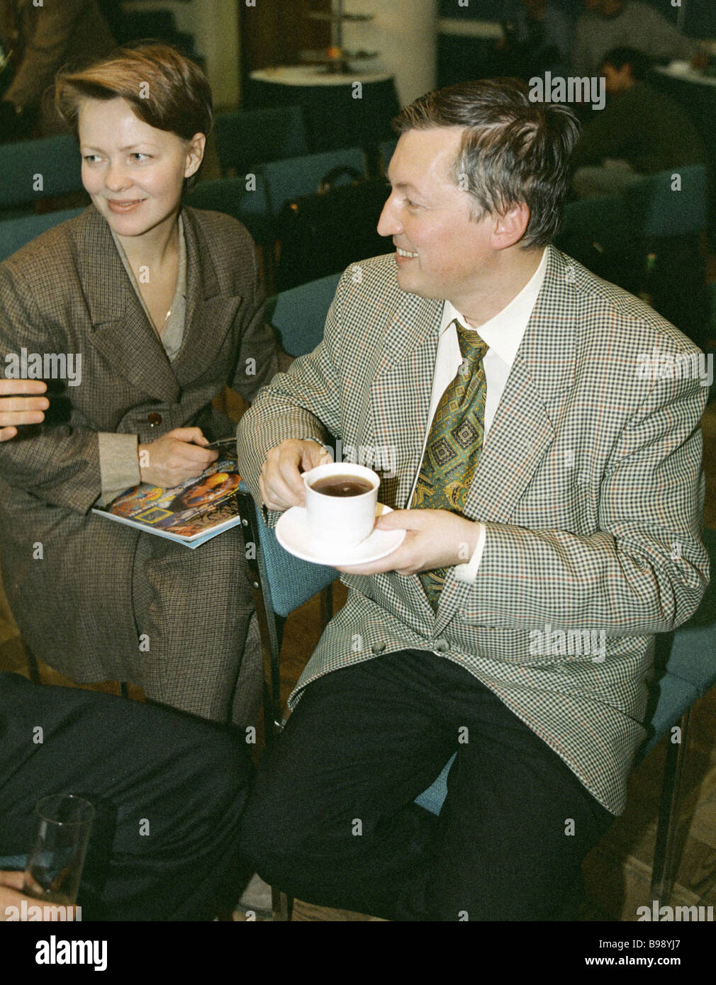 World chess champion Anatoly Karpov right with his wife Irina left