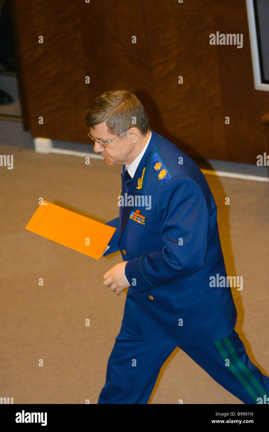Russia s Prosecutor General Yury Chaika before addressing Federation