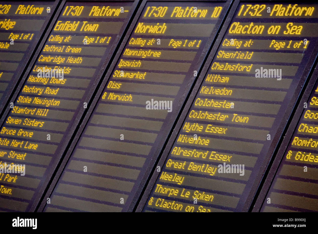 Train departures board Stock Photo