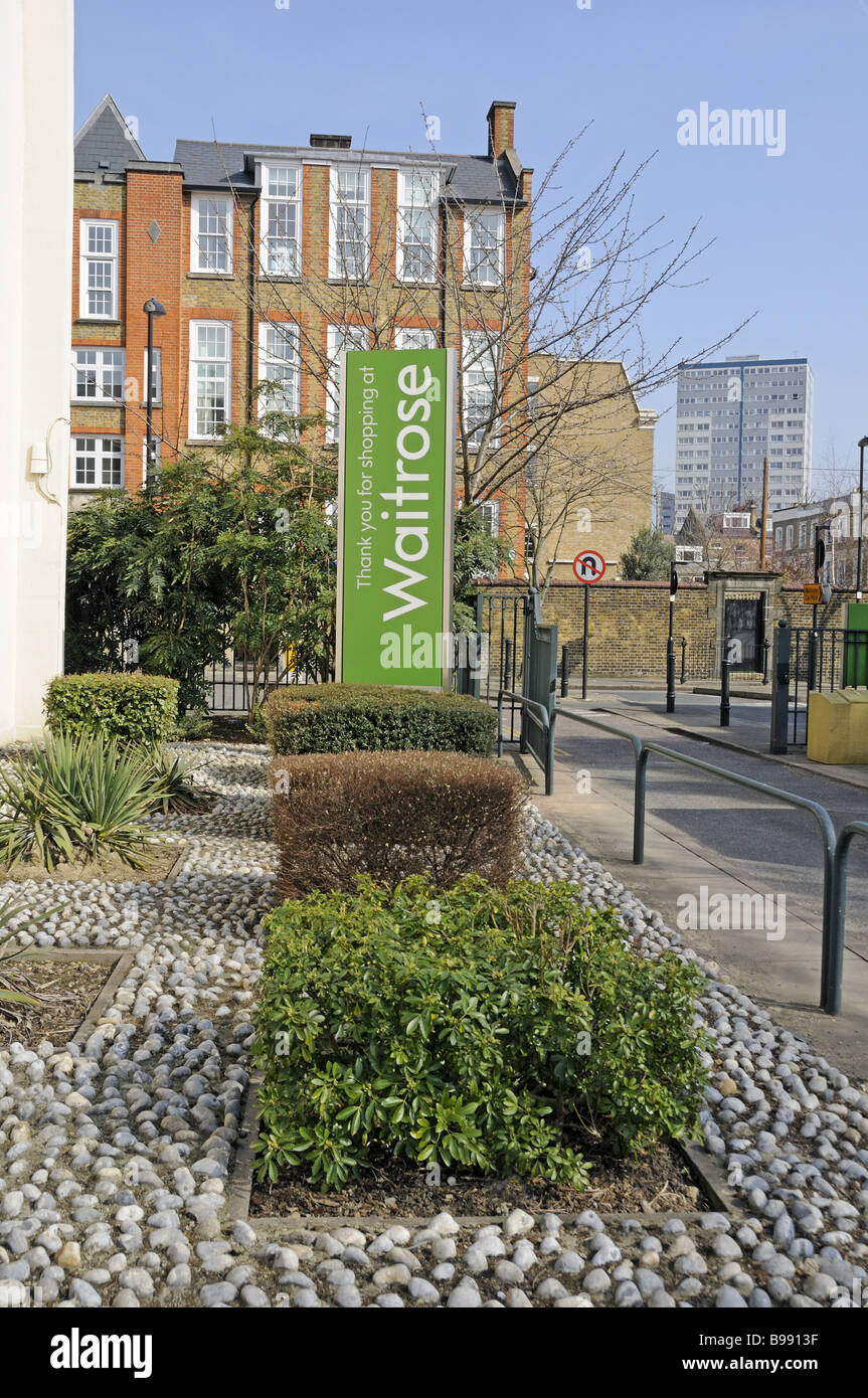 Waitrose supermarket sign Holloway Islington London England UK Stock Photo