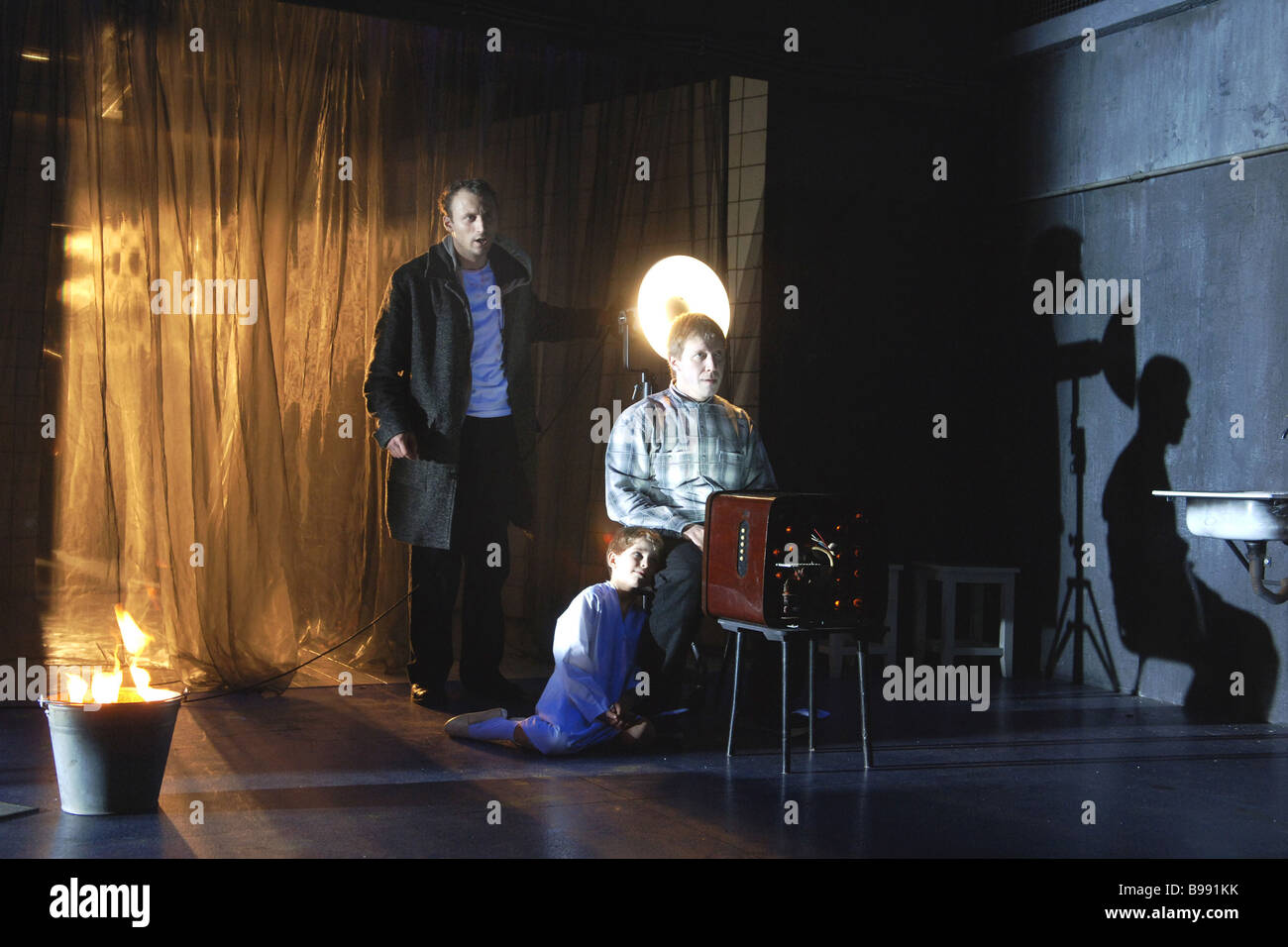 Scene from play The Pillowman by Irish playwright Martin McDonagh on
