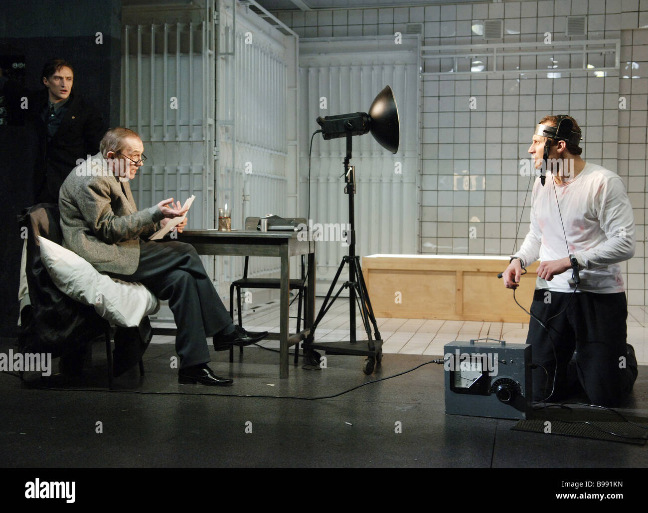 Scene from play The Pillowman by Irish playwright Martin McDonagh on
