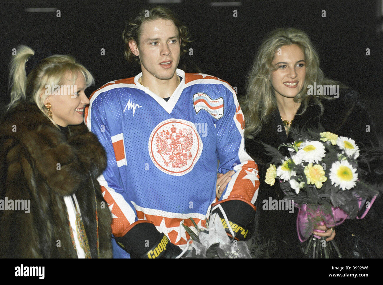 Russian former ice hockey star Pavel Bure smiles during a news conference  dedicated to Bure's 50th birthday in Moscow, Russia, Monday, March 22, 2021.  (AP Photo/Pavel Golovkin Stock Photo - Alamy