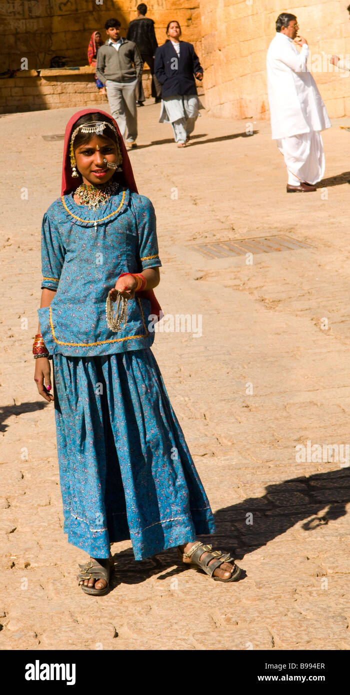 A beautiful tribal girl from Rajasthan , India. Stock Photo