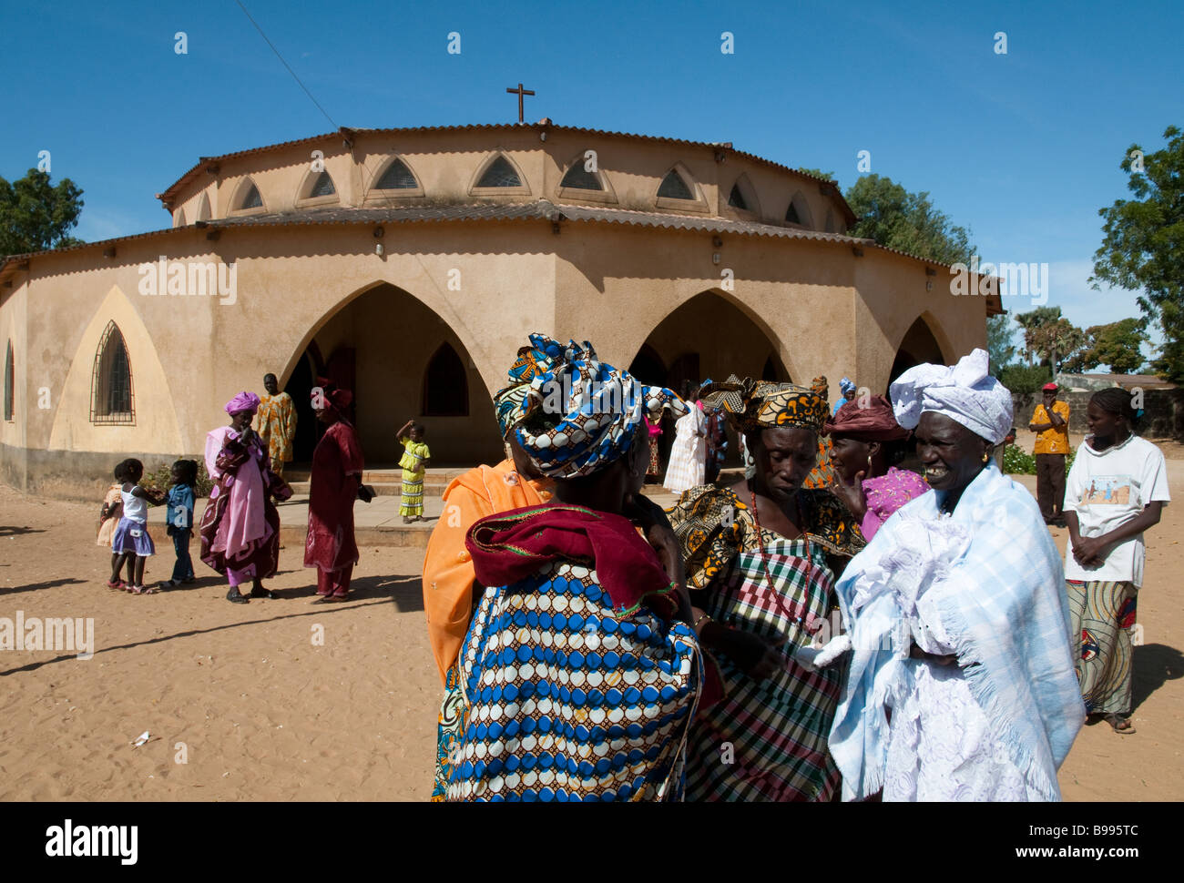 West Africa Senegal Saloum delta Mar Lodj island Sunday mass Stock Photo