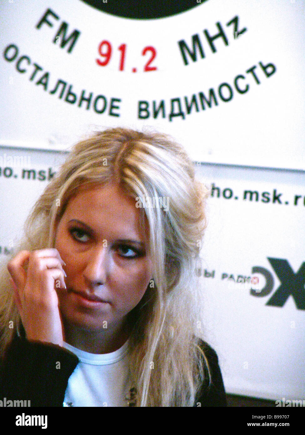 TV anchor Ksenia Sobchak in a Moscow Echo radio live cast Stock Photo