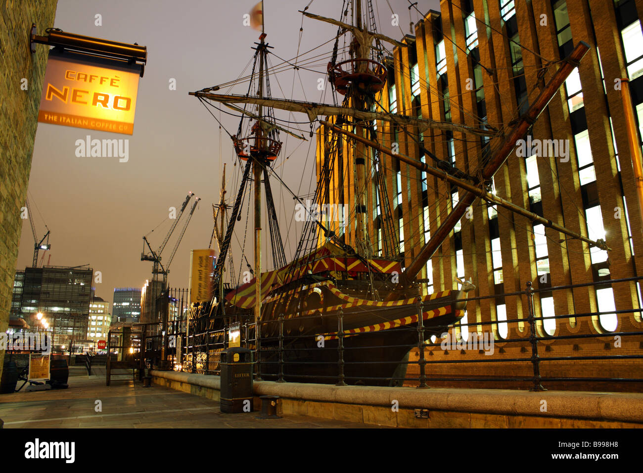 Golden Hinde ship. Full size replica of Sir Francis Drake's 16th