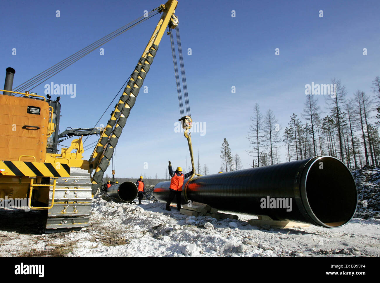 Building a pipeline network that will link Eastern Siberia and the Pacific coast Stock Photo Alamy